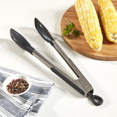 12"  Squared Head Silicone Tongs